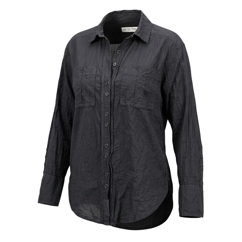 We The Free Free People One of the Guys Button Down Shirt XS Charcoal Utility